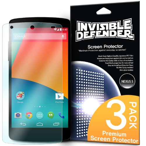 [HD CLARITY] Invisible Defender - Nexus 5 Screen Protector Premium HD Crystal Clear Film with [3 PACK/Lifetime Replacement Warranty] High Definition Clarity Film The World's Best Selling Premium EXTREME CLEAR Screen Protector for Google Nexus 5
