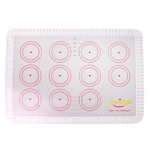 Delidge Professional Non-stick Silicone Baking Mat with Measurements Standard Half Sheet - Pink