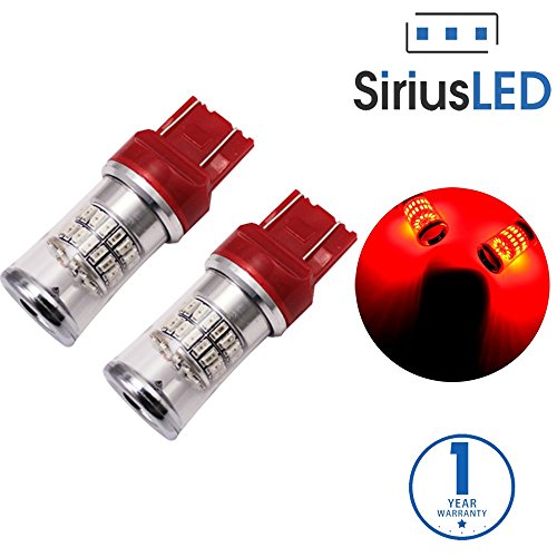 SiriusLED 3014 SMD Reflection Super Bright Dual Brightness LED Bulbs for Cars Brake Stop Tail Lights 7443 Standard 7444 Red Pack of 2