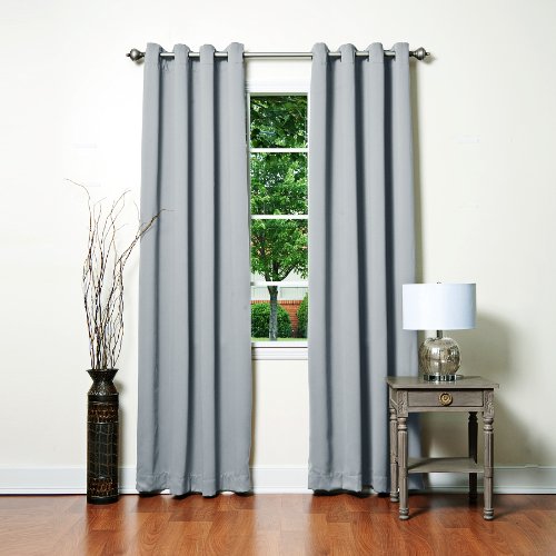 Best Home Fashion Thermal Insulated Blackout Curtains - Antique Bronze Grommet Top - Grey - 52W x 84L - (Set of 2 Panels)