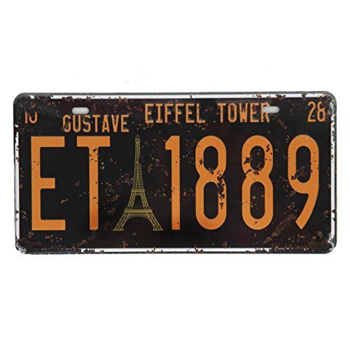 Uniquelover Eiffel Tower Retro Vintage Auto License Plate Tin Sign Size 12 X 6inches