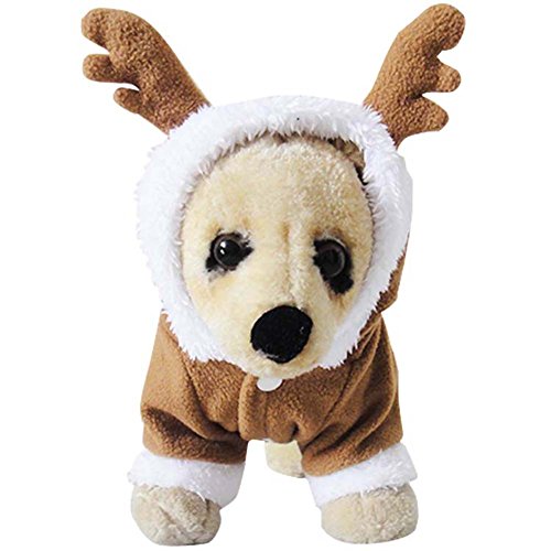 MIXMAX Pet Puppy Dog Christmas Clothes Reindeer Costume Outwear Coat Apparel Hoodie (Reindeer, Medium)