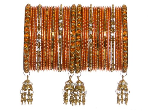Orion BangleEmporium Collection! Orange size Medium 2.8 Indian Bangles Set