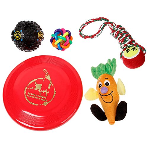 Bundle Monster 5 pc Cute Mixed Design Fun Interactive Doggy Chew Toy Pet Play Set - Large Breeds