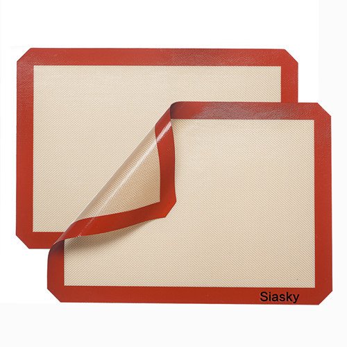 Siasky Silicone Baking Mat - 2 Pack - Professional Grade Cookie Sheets - Nonstick Heat Resistant Premium Baking Sheets - 16 X 12 Inch