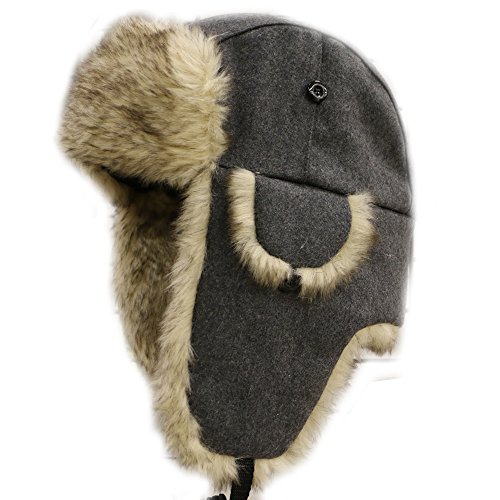 City Hunter W300 Wool Premium Solid Trapper Hats Gray