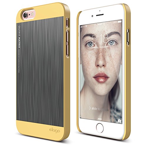 iPhone 6S Case, elago® [Outift Matrix][Creamy Yellow / Dark Gray] - [Premium Hybrid Construction][Brushed Aluminum][Spark Design Award] - for iPhone 6/6S