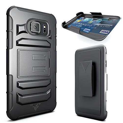 Galaxy S7 Case, CellBee [Rigid Armor]Dual Layer Heavy Duty Holster (Built-in Credit Card Slot Clip) Case with Kickstand and Locking Belt Swivel Clip - Retail Packaging Warranty Applied (Rigid Metal)
