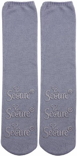Secure (One Pair) Non-Skid Slipper Hospital Socks for Fall Management, Gray