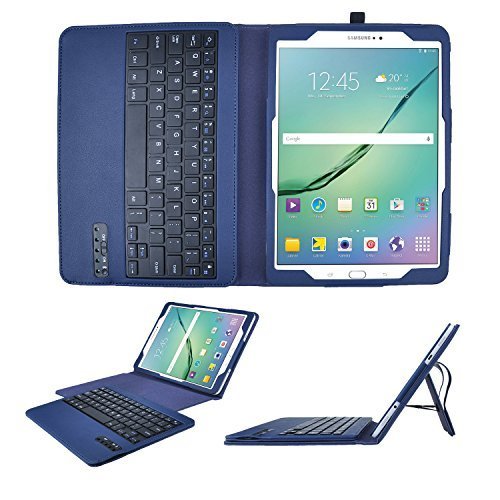 IVSO Samsung Galaxy Tab S2 9.7-Inch Bluetooth Keyboard Portfolio Case - DETACHABLE Bluetooth Keyboard Stand Case / Cover for Samsung Galaxy Tab S2 9.7-Inch Tablet(Blue)