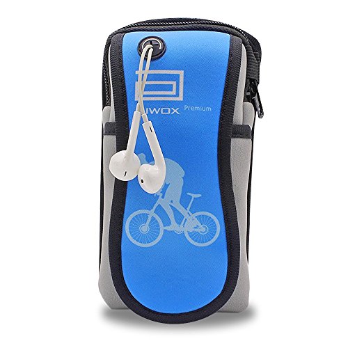 Giwox iPhone 6 Neoprene Armband Portable Running Armband Sports Phone Armband with Earbuds Hole for iPhone 6S,Band Lengthening to 55CM(Blue)