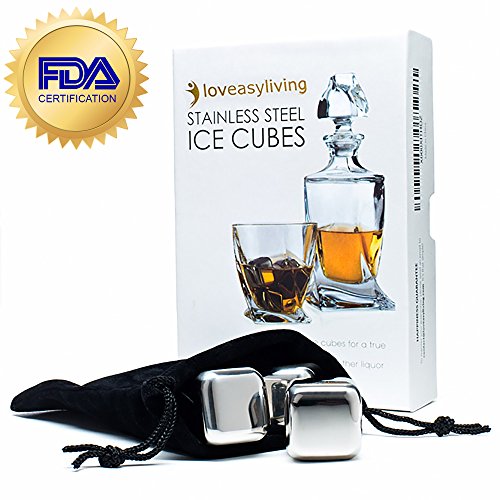 The Best Whiskey Stones Stainless Steel - Premium Sipping Stones - Reusable Ice Cubes - No 1 Stainless Steel Ice Cubes Mother's Day Gift