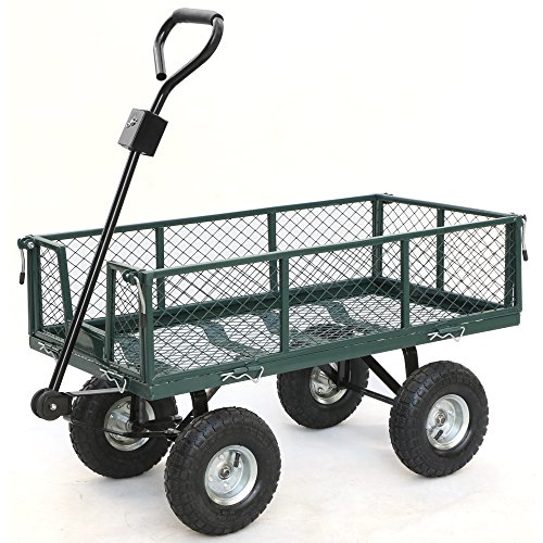 Yaheetech Steel Crate Wagon Garden Cart Trailer Yard Gardening Patio 800 lbs Load Capacity
