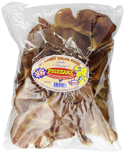 Pet Center DPC15048 20-Pack Natural Pig Ear with Label for Dog, Large
