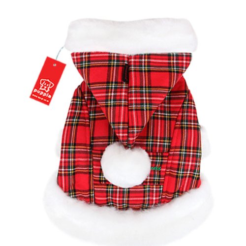 Puppia Santa Claus Winter Coat, XX-Large, Checkered Red