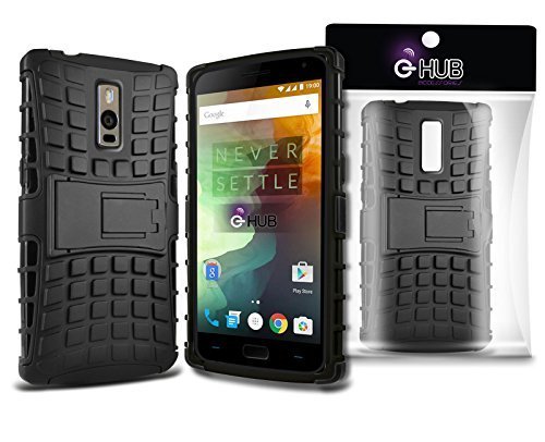 G-HUB® - Rugged Tough Case for OnePlus 2 SmartPhone - HEAVY DUTY Military Style Protective Phone Case - Back Cover with Front & Side Protection plus Built-In Foldaway PropUp Stand - BLACK