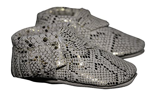 Lucky Love Baby Moccasins, 100% Genuine Leather, Babies & Toddlers (18-24 months | size 6.5 US, Gold Snakeskin)