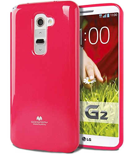 LG G2 Case, [Ultra Slim Fit] Goospery® Color Pearl Jelly Case *Slight Pearl Glittery Sheen* Premium TPU Cover [Shock Absorption] for LG G2 - Hot Pink