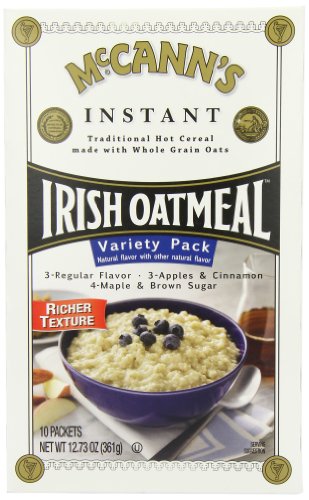 McCANN'S Instant Irish Oatmeal, Variety Pack of Regular, Apples & Cinnamon, and Maple & Brown Sugar, 10-Count Boxes (Pack of 6)