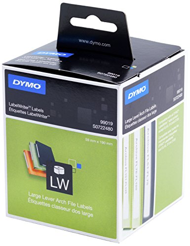 Dymo S0722480 LabelWriter Large Lever Arch File Labels, Self-Adhesive, 59 x 190 mm, Roll of 110 - Black Print on White