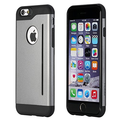 iPhone 6/6S 4.7 Case, ROCK® [Legend] Anti-scratch Protection Ultra Thin Fit Luxury Card Stand Heavy Duty Armor Hybrid Hard PC + Soft TPU Protective Shell Case for Apple iPhone 6/6S - Iron Grey/Black