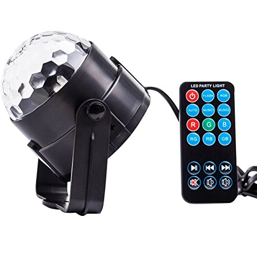 Menggood 2016 New 7 Color Changes With Remote Control Sound Activated Auto Flash RGB Mini Rotating Magic Ball Stage Lights For Disco KTV Xmas Party Wedding Show