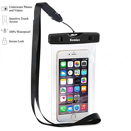 Kemier® Universal Waterproof Case,Cell Phone Dry Bag for Apple iPhone 6S 6,6S Plus, 5S 5,Samsung Galaxy S6, Note 5 4, HTC LG Sony Nokia Motorola up to 8.0 diagonal,IPX8 Certified to 100 Feet