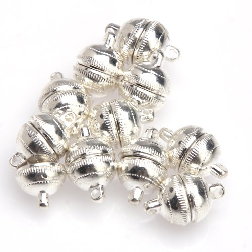 ILOVEDIY 10 Sets Silver Plated Round Magnetic Clasps for Jewelry Making Bracelets Making 10mm