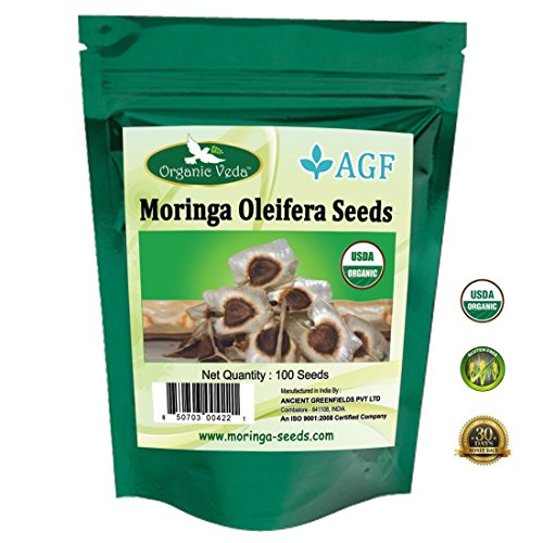 Organic Moringa Seeds (100). ? USDA Certified Organic ?. Premium Grade High Germination Rate PKM1 Herbs Seeds.
