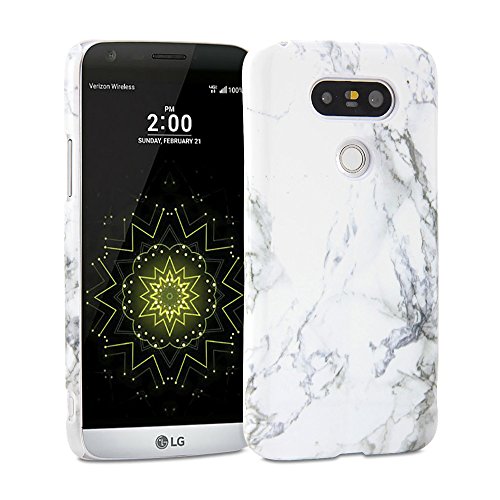 LG G5 Case, GMYLE Snap Cover Glossy for LG G5 - White Marble Pattern Slim Hard Back Case