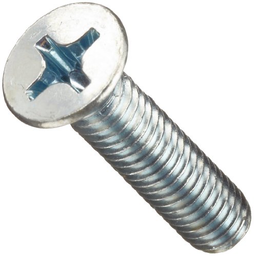 Steel Machine Screw, Zinc Plated Finish, Flat Head, Phillips Drive, 20mm Length, M3-0.5 Metric Coarse Threads (Pack of 100)