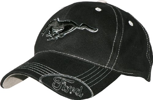 Ford Mustang Black Hat with Silver Stitching