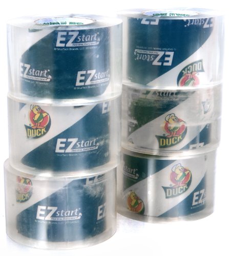 Duck Brand 1289893 One Handed EZ Start Packaging Tape Refill Rolls, 6-Roll