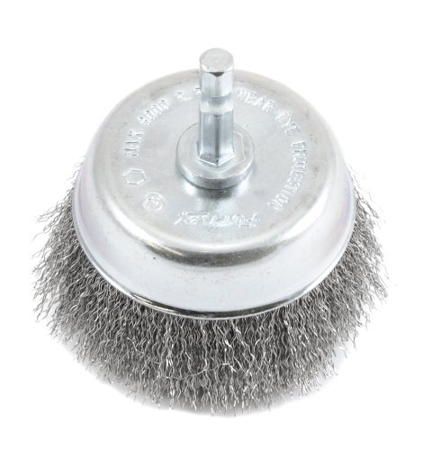 Forney 72732 Wire Cup Brush, Fine Crimped with 1/4-Inch Hex Shank, 3-Inch by .008-Inch