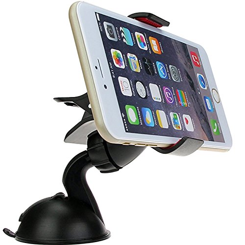 All Smartphones One Mount - Highest Quality Windshield Holder for Big Phones Including iPhone 6 plus / Samsung Galaxy S6 / Edge / Note 5 / 4 / 3 - GPS - Lifetime Warranty