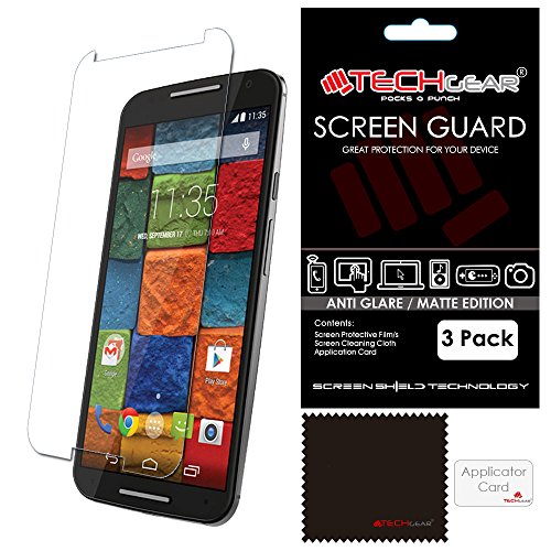 [3 Pack] TECHGEAR® Motorola Moto X 2014 Edition (2nd Gen/X2) MATTE ANTI GLARE LCD Screen Protector Cover Guards With Cleaning Cloth & Application Card
