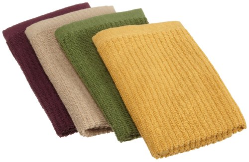Bardwil Bar Mop 12 by 12 Assorted Dish Cloth, Plum, Set of 4