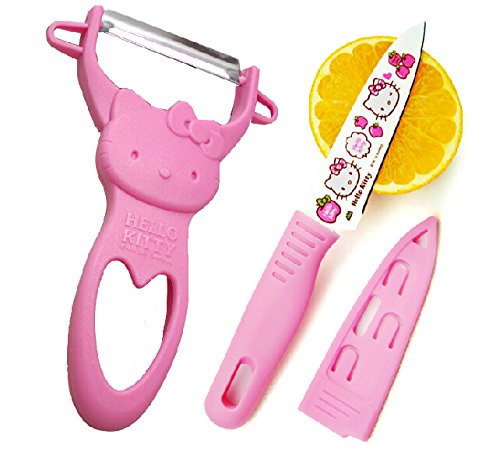 1 X Pink Hello Kitty Fruit Parer Slicer and De-corer Cartoon Fruit Knife