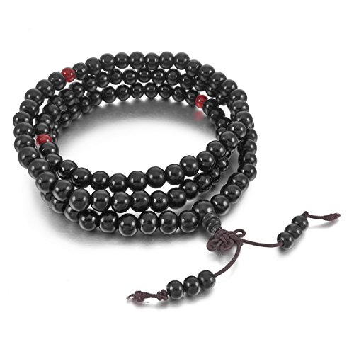 Men,Women's 8mm Wood Bracelet Link Wrist Necklace Chain Tibetan Buddhist Sandalwood Prayer Buddha Mala