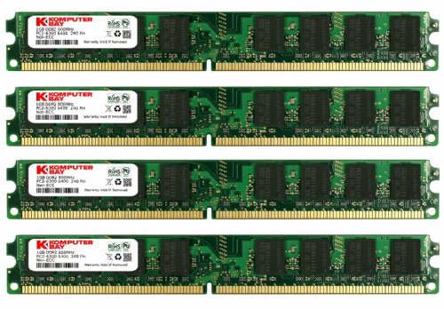 KOMPUTERBAY 4GB (4X 1GB) DDR2 800MHz PC2-6300 PC2-6400 (240 PIN) DIMM Desktop Memory with Samsung Semiconductors