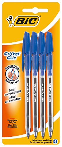 BiC Cristal Clic Ball Pens (Pack of 4) - Blue