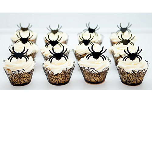 Spooktacular Spider Web Laser Cut Cupcake Wrappers and Spider Picks - 24 Pc Set