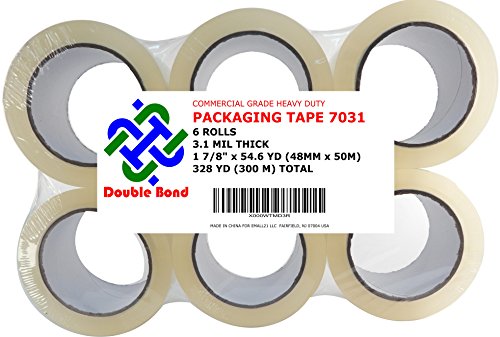 Double Bond Commercial Grade Heavy Duty Packing Tape, 3.1 Mil Thick, 1 7/8-Inch Width x 54.6 Yards Length (48mm x 50m)