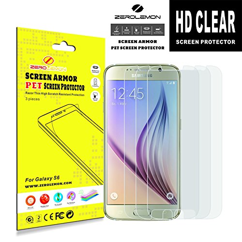 S6 Screen Protector, ZeroLemon 3-Pack Screen Protector film HD Clear [Lifetime Replacement Warranty] Retail Packaging for Samsung Galaxy S6 (Galaxy S6 3 pieces)