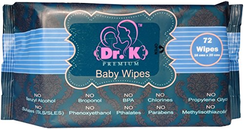 Dr. K Premium Baby Wipes - Sensitive, Hypoallergenic, Fragrance Free, No Harsh Chemicals, Soft Thick & Embossed Wet Baby Wipes for Newborns & Toddlers - 72 Wipes per Package (6 Full Packs)
