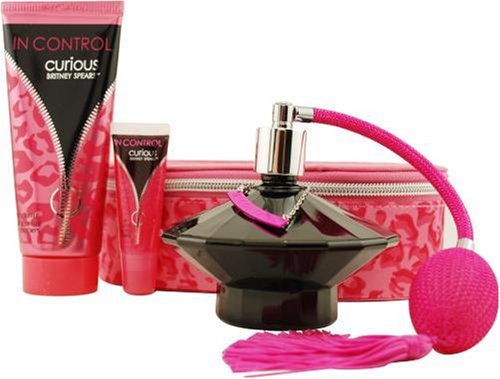 In Control Curious by Britney Spears for Women, Set Of 4 (Eau De Parfum Spray, Body Souffle, Lip Gloss, Jewelry Box)
