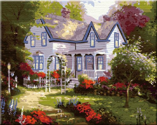 Drawing your painting, paint by number famous painting Spring House by Thomas Kinkade 16 X 20 inches Frameless.