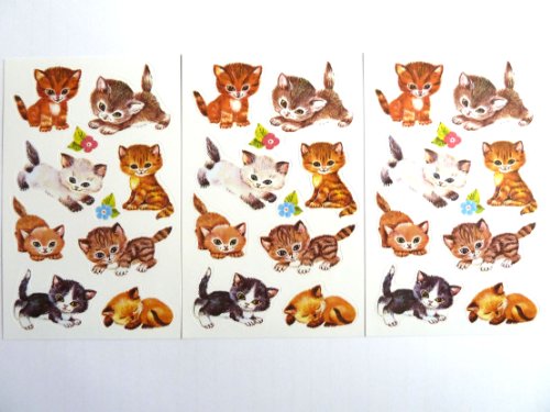 Cat & Kitten Stickers - Kids / Childrens Labels for party bags , scrap books , card making or notebook decoration