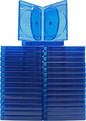 (30) Empty 21mm Thick 6 Disc Capacity - Blue Replacement Boxes / Cases for Blu-Ray DVD Movies - Holds 6 Discs BR6R21BL
