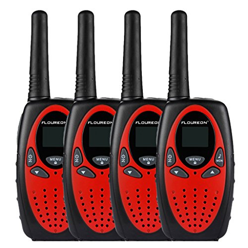 FLOUREON 22 Channel FRS/GMRS Walkie Talkie, Pack of 4 - Red
